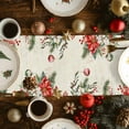 thumbnail image 2 of Beige Christmas Cotton Linen Table Runner for Dining Kitchen, Snowman Xmas Tree Elk Poinsettia Wedding Outdoor Party Tablerunners Decoration, Dresser Scarf Coffee Tablecloth Runners 13x48 Inches, 2 of 9