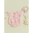thumbnail image 5 of Musuos Baby Girl 2 Piece Outfits 3 6 12 18M Floral Print Ruffle Romper and Headband Cute Fashion Summer Clothes, 5 of 10