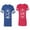 Men Royal / Women Red, variant on King Queen White Pentagon Unisex Couple Matching Cotton Jersey style T-Shirt Contrasting stripes on sleeves (Men Royal / Women Black) (Men S / Women S)