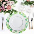 thumbnail image 4 of Ryvnso Green and White Geometric Lattice Round Plate Mats Dining Table Placemat Set of 4 for Holiday Decoration, 4 of 7