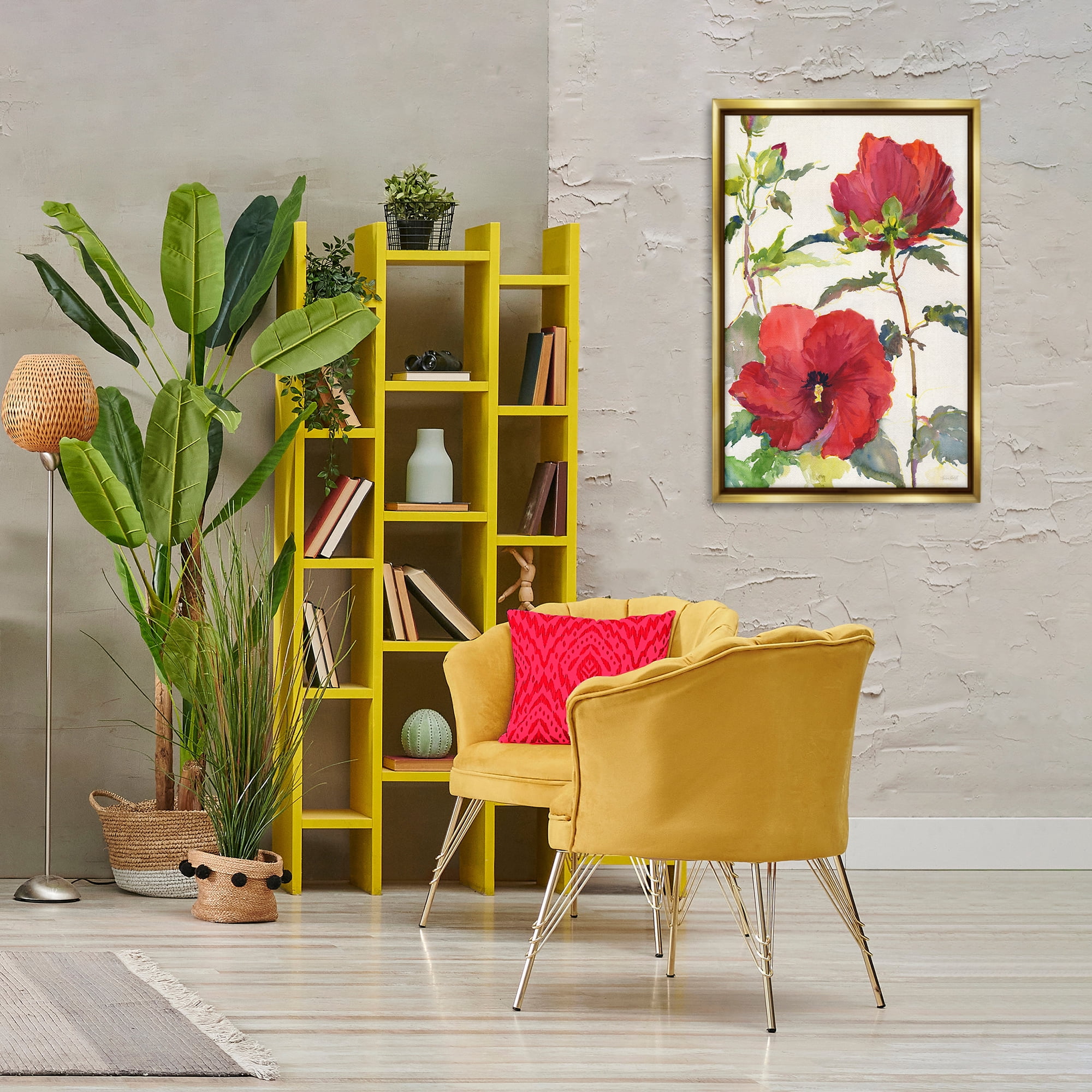 Stupell Industries Red Poppy Duo Botanical & Floral Painting Gold Floater Framed Art Print Wall Art, 21 x 31