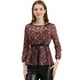 thumbnail image 1 of Blusas Tops Peplum De Encaje Semitransparente De ManLarCon CintuAnudaPaMujer Vino M, 1 of 6