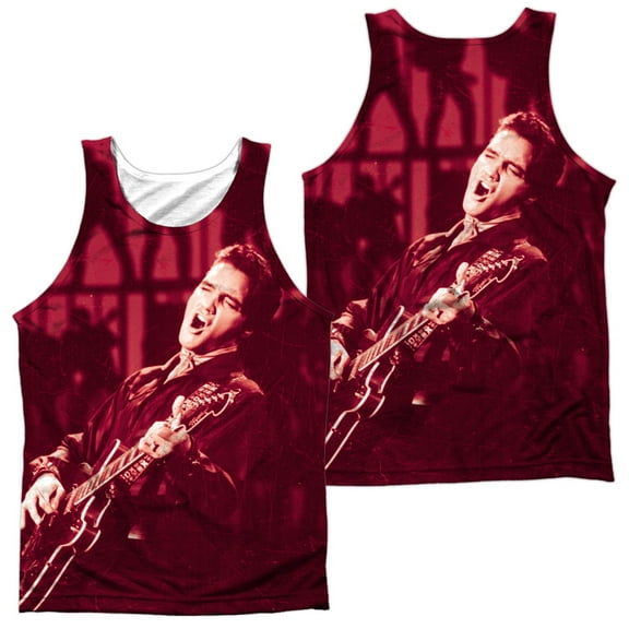 Elvis Presley Men's  Scratched 68 Mens Tank White