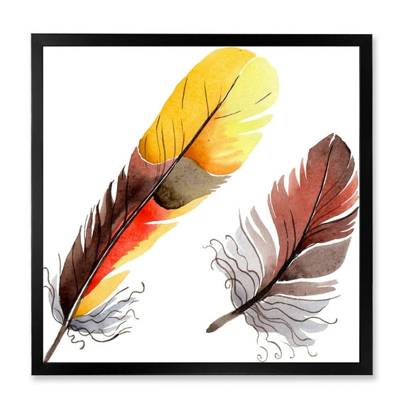 Designart 'Colourful Boho Art Feathers IV' Bohemian & Eclectic Framed Art Print
