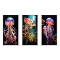 thumbnail image 2 of Designart "Pastoral Beauty with Luminescent Jellyfish IV" Animals Framed Wall Art Set Of 3 - Peach Jellyfish Frame Canvas Set For Living Room Decor, 2 of 7
