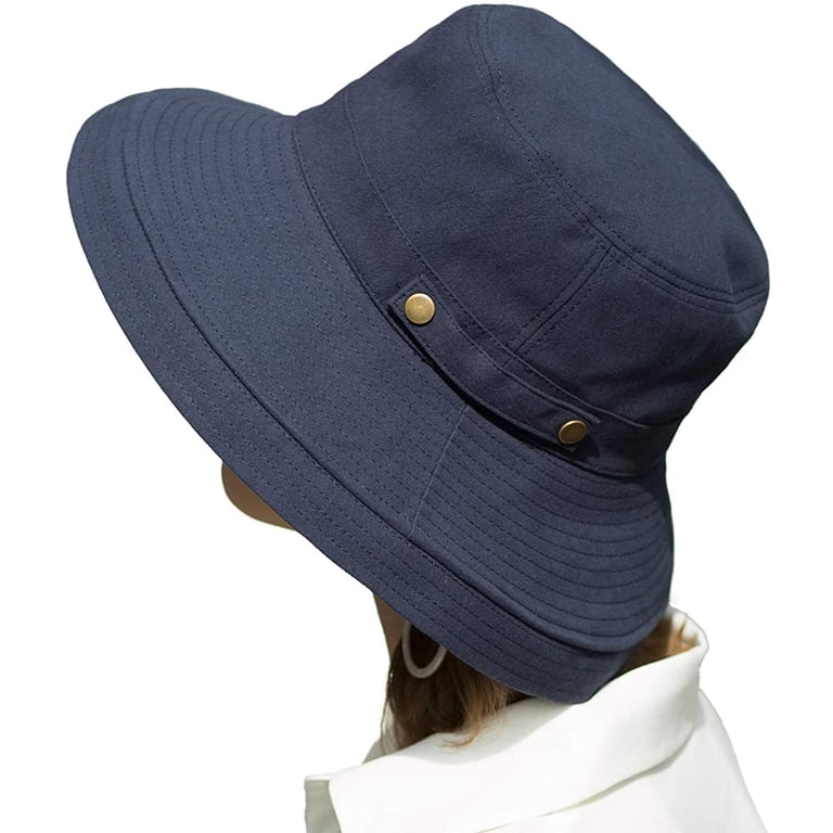 Womens Cotton Wide Brim Sun Hats UPF50+ UV Packable Beach  display picture 3