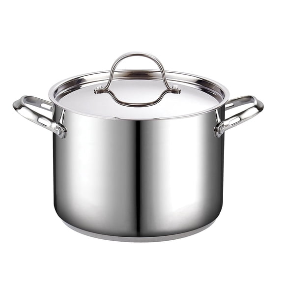 Cooks Standard Classic 8 Quart Stainless Steel Stock Pot with Lid, Large Cooking Pot for Pasta, Soup, Spaghetti, Stockpot with Even Heating, Oven & Dishwasher Safe, Induction Compatible Cookware