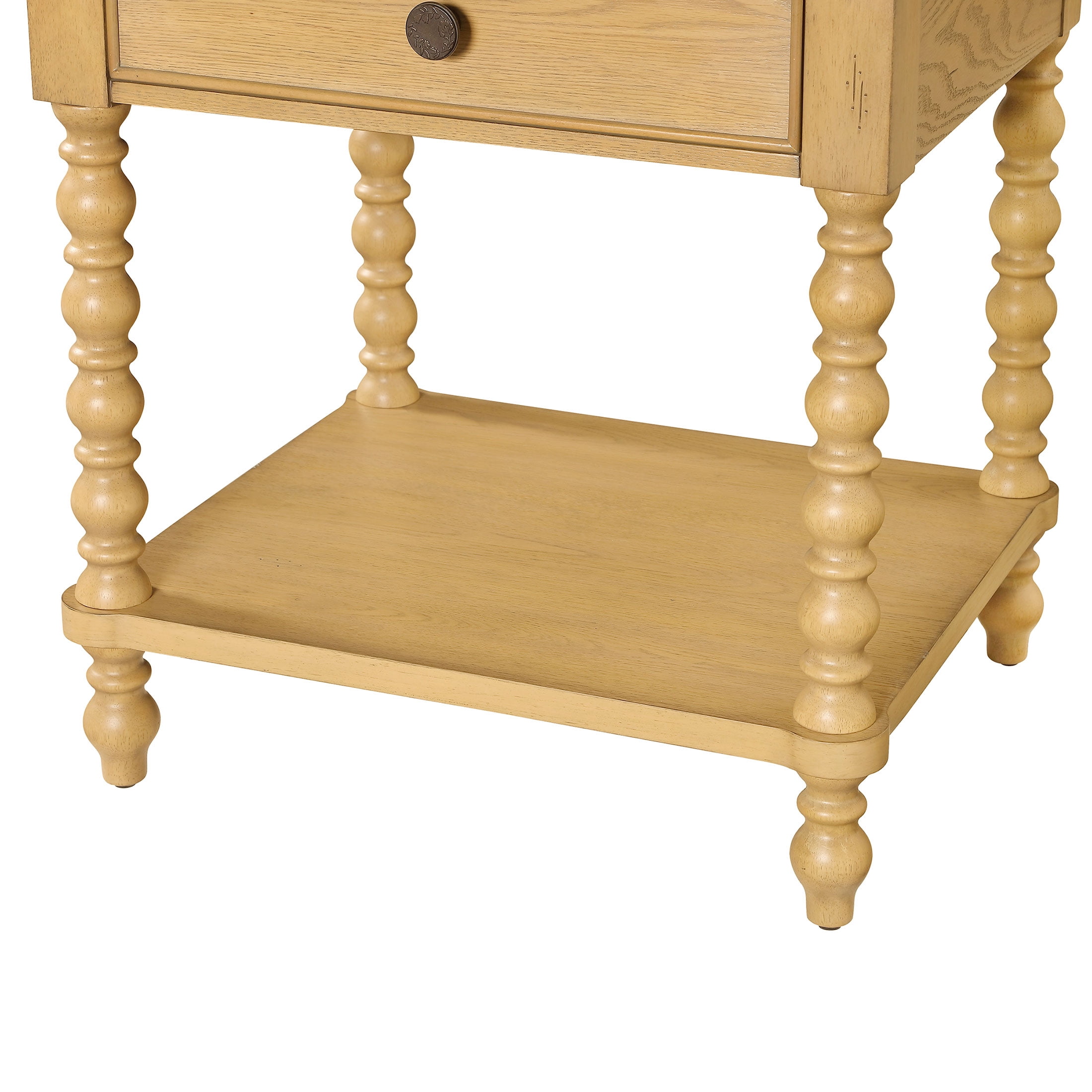 The Pioneer Woman Harper Spindle Nightstand with USB Charging Ports, Adults and Teens, Wheat Finish