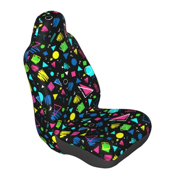 Lsque Geometric 1980s Styled Pattern Car Seat Covers for Front Seats , Waterproof Seat Covers for Cars, Sporty Front Seat Covers,Car Seat Cover Protector Front Seats