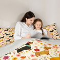thumbnail image 4 of Homewish Funny Dachshund Animal Queen Comforter Set,Vintage Floral Comforter Sets Queen,Yellow,Light Gray Reversible,3-Piece,1 Comforter and 2 Pillowcases, 4 of 7