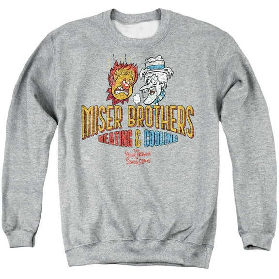 The Year Without Santa Claus Miser Brothers Unisex Adult Crewneck Sweatshirt, Athletic Heather, Medium