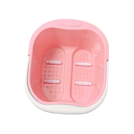 Foot Bath Basin  Foot Bath SPA Tub Large Size Sturdy Pedicure Foot Soaker Massager Tub Foot Buckets Foot Wash Basin Foot SPA Basin Relaxing Pink Four Roller