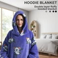 thumbnail image 4 of Blanket Hoodie Sweatshirt with Pocket Lining Fluffy Oversized Blanket Hoodie Cute Print Wearable Hooded Blanket Cozy Warm Hoodie Sweater Blanket One Size Wearable Blanket Unisex Blue, 4 of 8