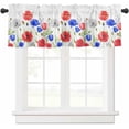 thumbnail image 2 of 4th of July Curtain Valances for Windows, Independence Day Red Blue Poppy Flowers Rod Pocket Valance Window Treatments Short Curtains for Kitchen Bathroom Living Room, 2 of 6