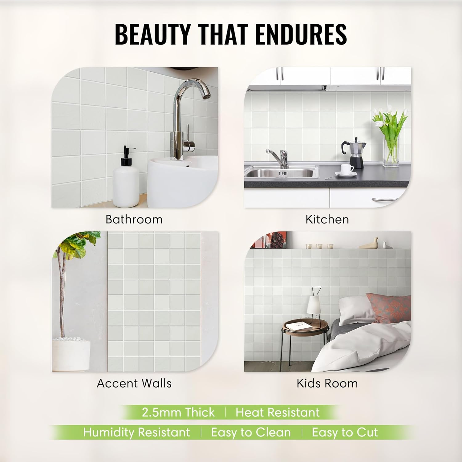 SELECT 5 Pack Peel and Stick Backsplash Square Tiles, Extra Thick 3D Wall Panels, Heat & Water Resistant, Easy DIY Kitchen, Bathroom, Laundry, Fireplace & Rental Home Wall Décor (12 x 12 in), Stone W