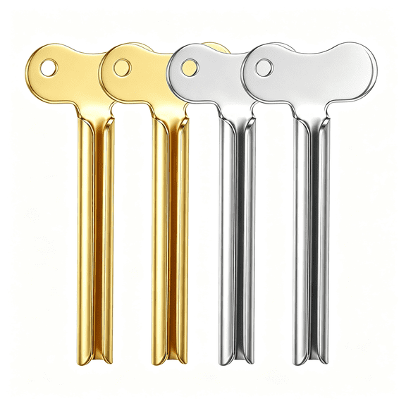 ACDANC 4 Pcs Tube Key,Toothpaste Tube Squeezer Tool Silver & Gold for Paint Cream Cosmetic Tube Squeezer