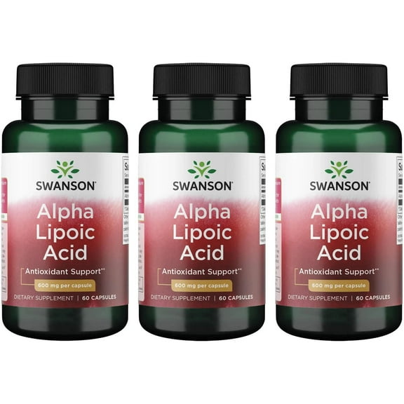Swanson Alpha Lipoic Acid 600 mg 60 Caps 3 Pack