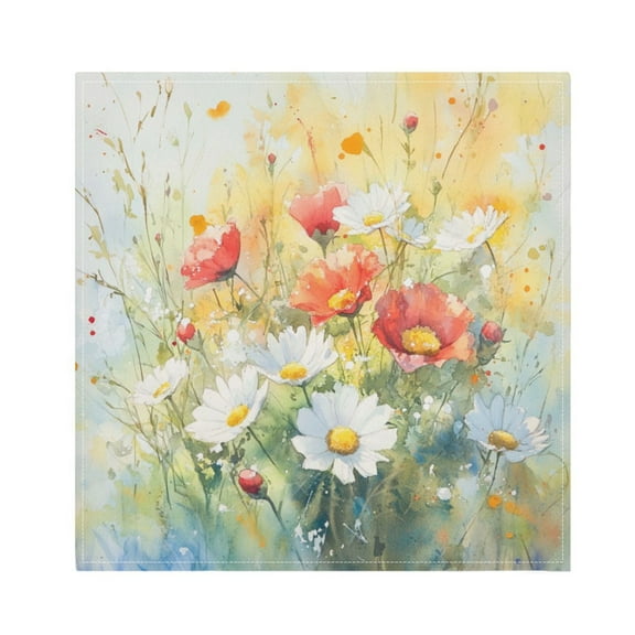 WOBOGO Red and White Wildflowers Cloth Napkins 1 Piece Soft Elegant Touch Durable Absorbent Quick Drying for Elegant Dining