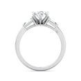 thumbnail image 3 of Mauritius - Moissanite Pear Shape Lab Diamond Engagement Ring with Tapered Baguette Side Stones, 3 of 4