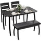 thumbnail image 1 of Kitchen mesa set para 4: 4-piece dining set con 2 sillas y pu forrado bench, cutting de esquina tabletop design, space-saving kitchen muebles para studio o restaurant, negra, 1 of 9