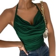 thumbnail image 2 of Camiseta sin mangas para mujer, camisola, camisetas sin mangas, informal, erógena, a la moda, con cuello Halter, camiseta con cuello apilado, blusa con tirantes pequeños Odeerbi ODB-5, 2 of 5