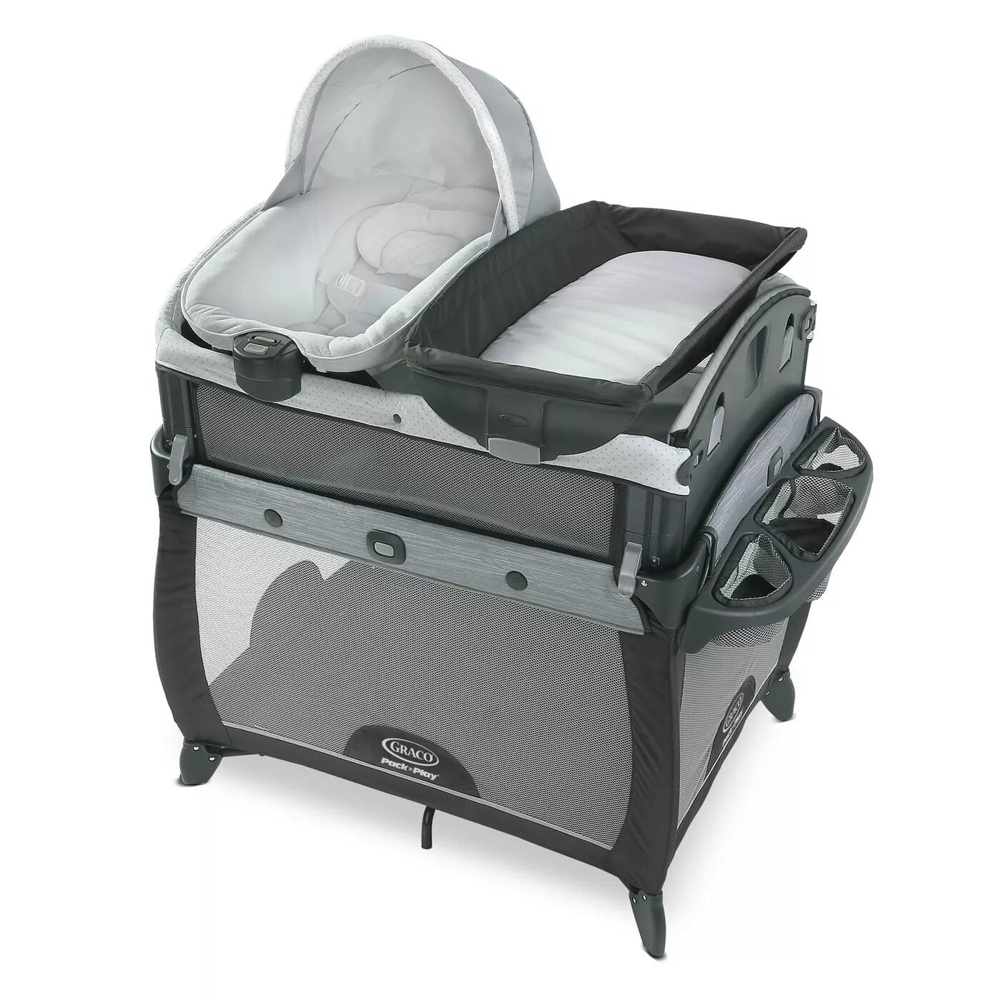 Graco Pack N Play Newborn Toddler Playard With Seven Different Ways Of Use Including A Raised Bassinet And A Toddler Cot Gray Brickseek