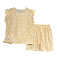 thumbnail image 4 of JUMEYU Summer Pajamas Toddler Girl Kids Toddler Baby Girl Pajamas Set Girls Roller Preppy Button Down Shorts Summer Pjs 2T 3T (Yellow,2-3 Years), 4 of 4