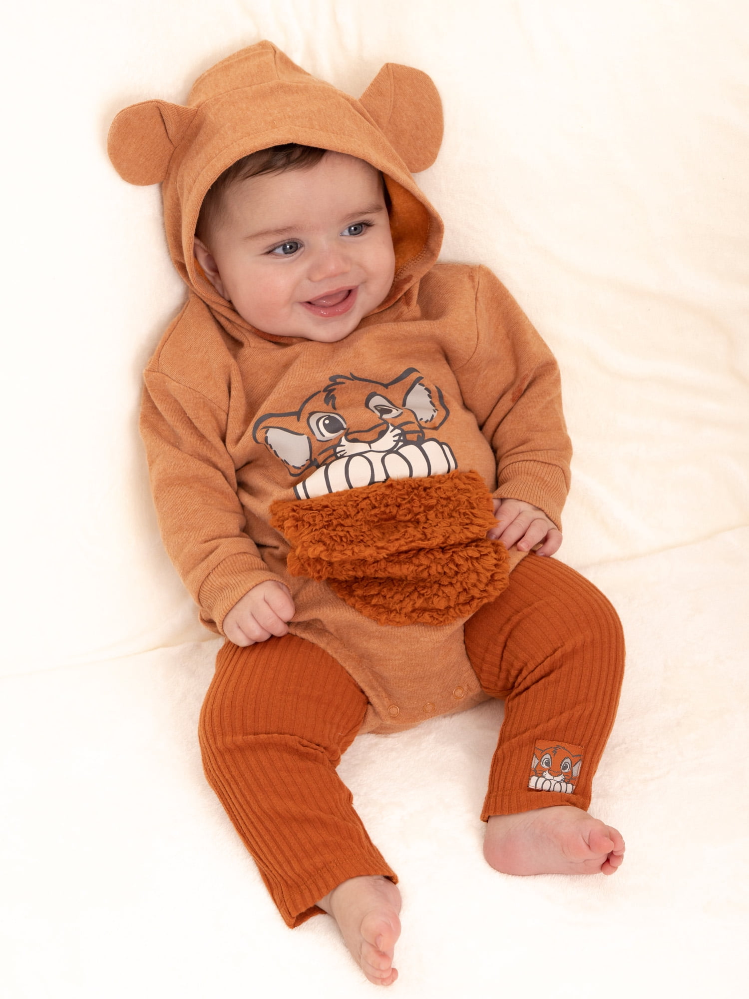 The Lion King Newborn Baby Boys Cosplay Simba Hooded Bodysuit and Pants, 2-Piece Outfit Set, Sizes 0/3 Months - 24 Months