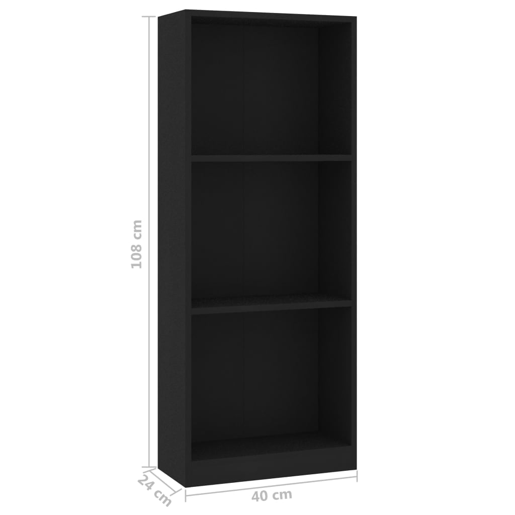 Kepooman 3-layer Bookshelf, Free Standing Display Book Cabinet for Home, Side Corner Storage Cabinet for Living Room, Black