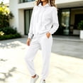 thumbnail image 5 of ShomPort Women's 2 Piece Hooded Lounge Set Long Sleeve Pockets Tops and Jogger Loose Running Workout Tracksuits, 5 of 7