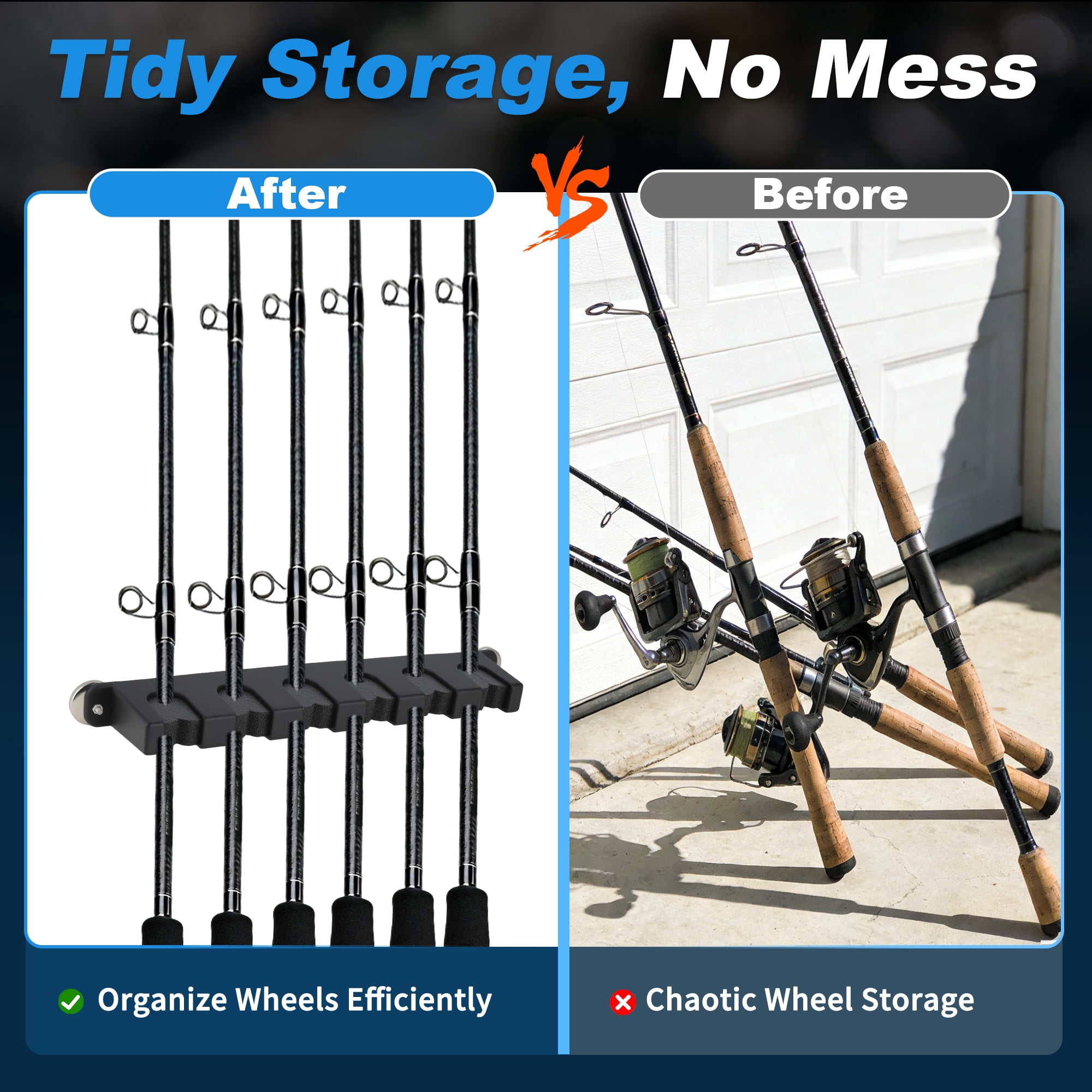 Unique Bargains Magnetic Fishing Rod Holder for Car Black + Dark Grey 6 Rods 2 Pcs
