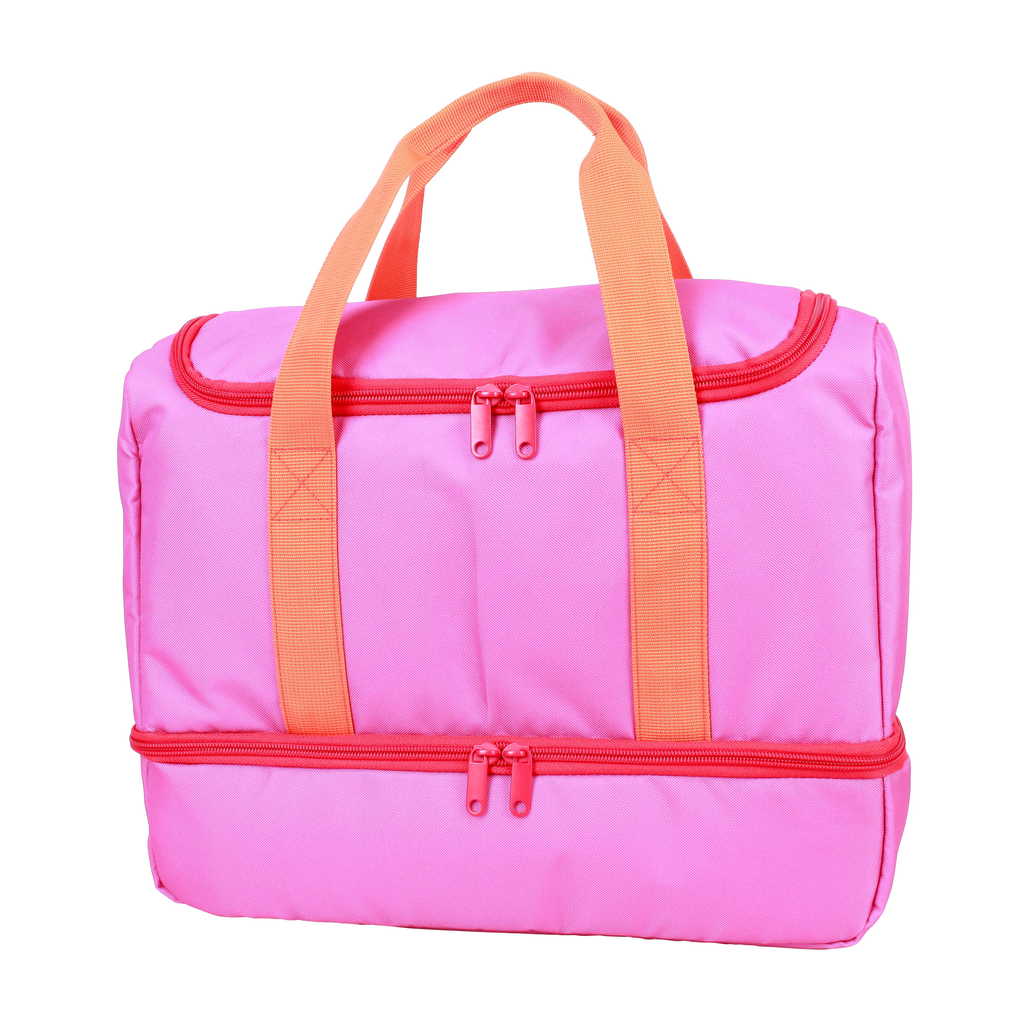 CRCKT Kids 12.5" Weekender Polyester Duffel with Drop Bottom Shoe Compartment- Red, Orange and Hot Pink, Colorblock