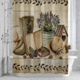 thumbnail image 2 of Retro Book Grass Caps Shower Curtain for Bathroom, Pine Fruit Purple Flower Shoes Wood Striped Waterproof Cloth Fabric Bathroom Accessories Set with 12 Rust Proof Plastic Hooks, 72"x78", 2 of 9