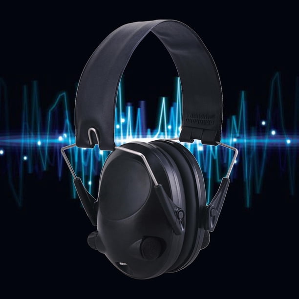 Auriculares de Diadema transpirable 22dB Reducción de ruido por batería Orejeras de recogida de sonido para PTT Radio Tiro Ejercicio de , Negro NUEVO Negro