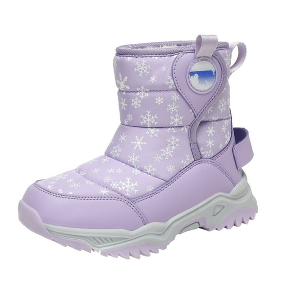 Karoyedx Girl Snow Boots Toddler boots Kids Snow Boots Girl's Warm Winter Boots Waterproof Boot Non-slip Purple Size,12