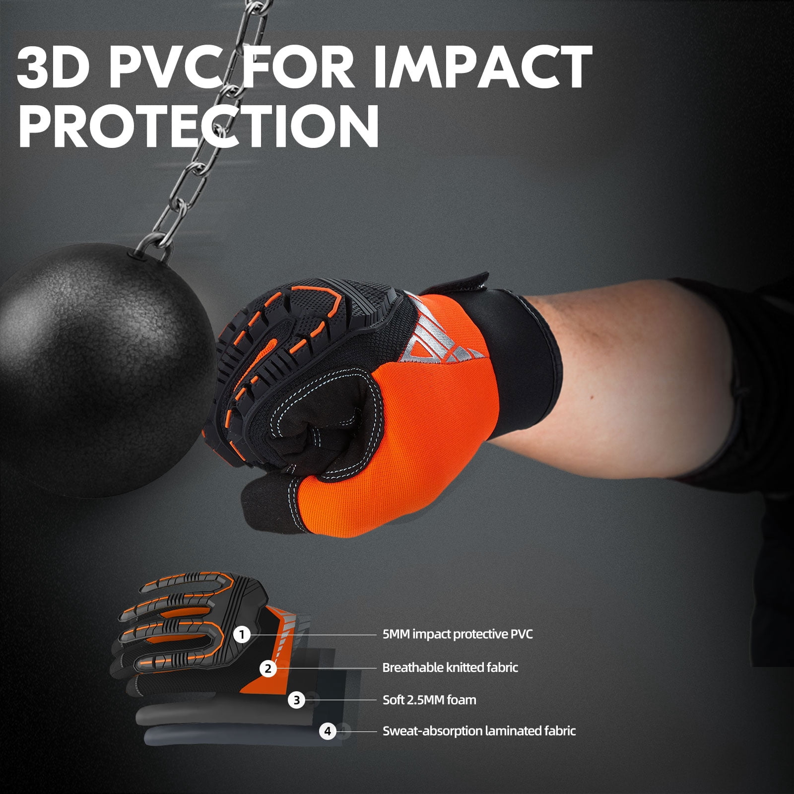 Vgo... 1Pair Safety Work Gloves,Mechanics Gloves,Impact Gloves,Anti-Vibration Gloves,Rigger Gloves,Heavy Duty(SL8849)
