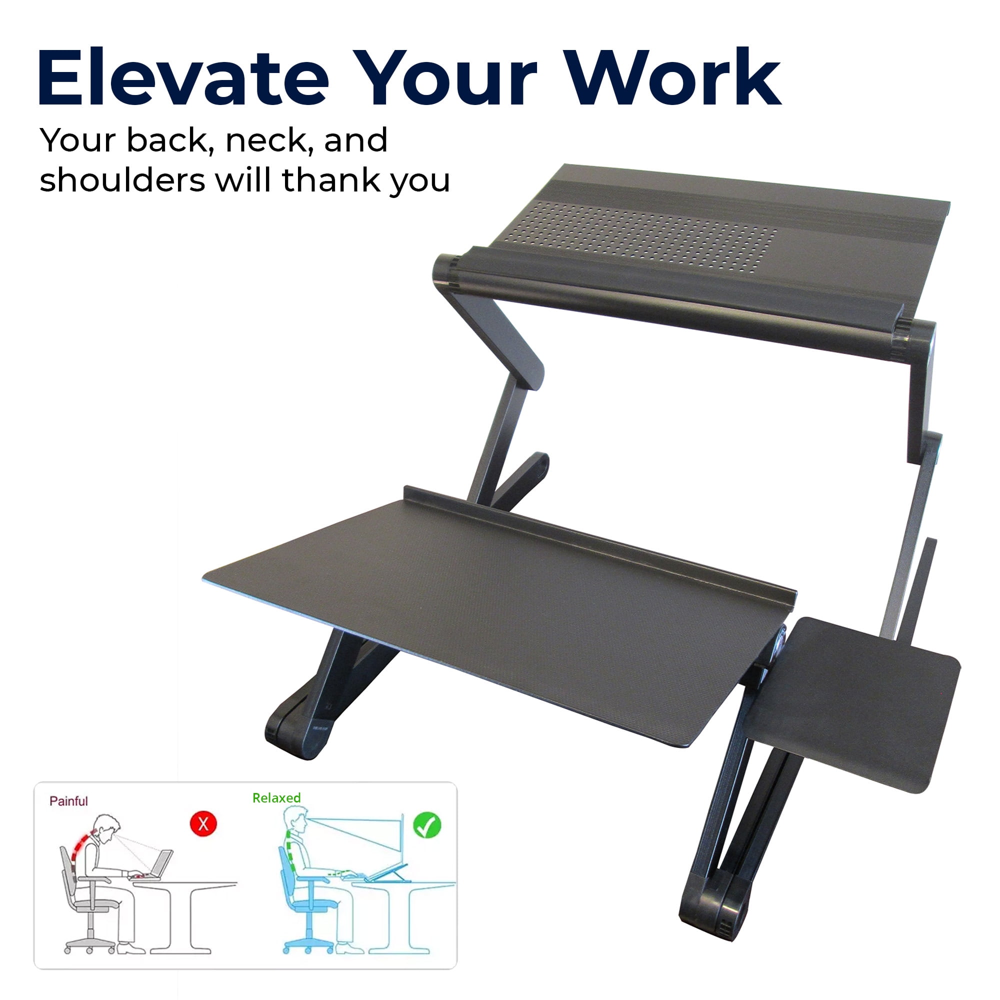 Adjustable Standing Desk Converter – Dual Aluminum Laptop & Keyboard Riser with Independent Height and Tilt