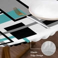 thumbnail image 4 of Retro Middle Round Fitted Table Cover Ages Abstract Geometric Teal Black Square Waterproof Table Cloth with Elastic Edge Wipeable Tablecloth for Picnic Camping Party Fits 36"-44" Diameter, 4 of 8