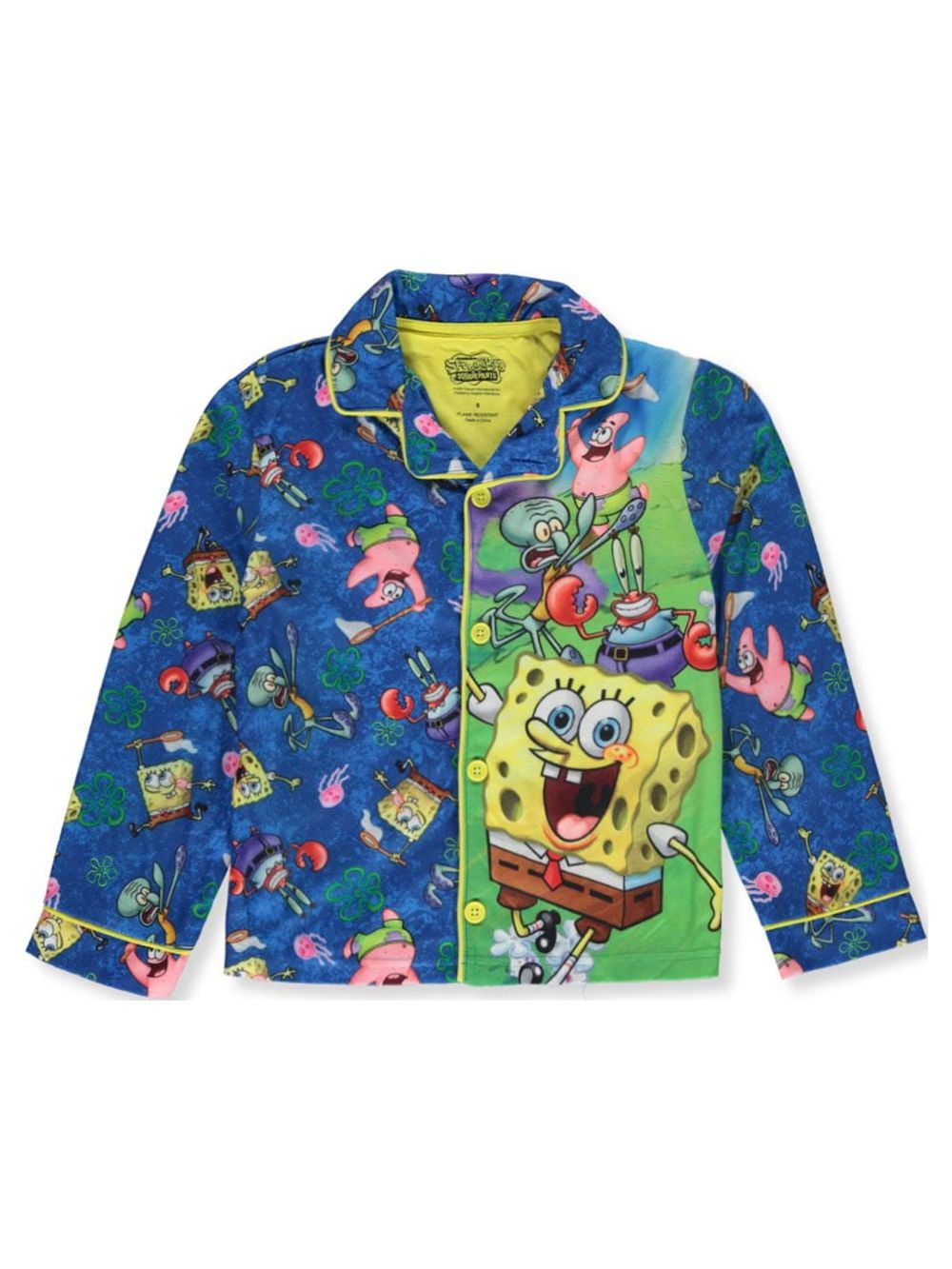SpongeBob SquarePants Boys Button Front Coat Set Pajama Sizes 4 10 Walmart