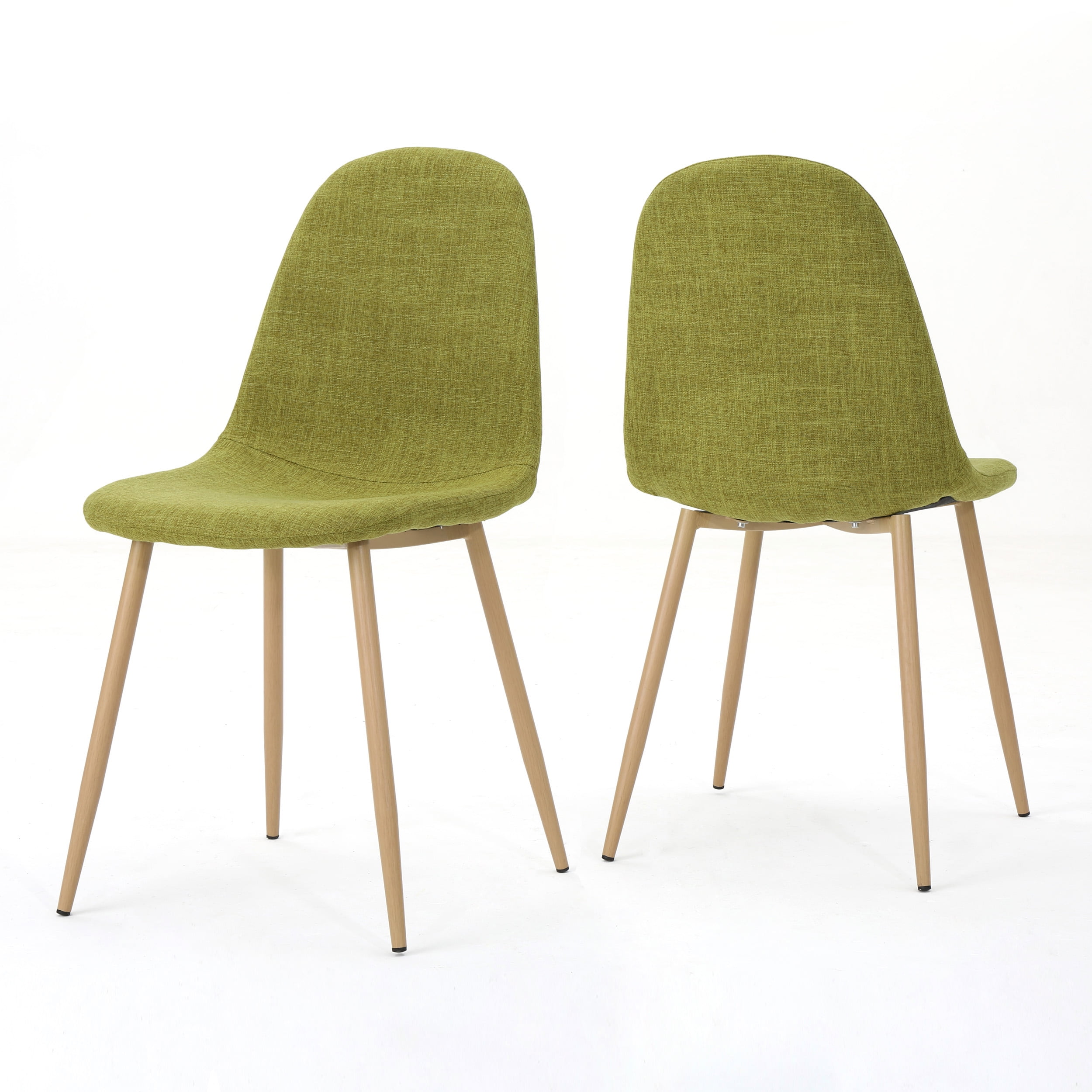 Noble House Rheena Indoor Mid Century Modern Fabric Dining Chairs, Set of 2, Green