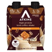 Atkins Protein Shake, Iced Coffee Café Caramel, Keto Friendly, 15g Protein, Caffeinated, 4 Count