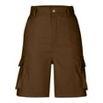 thumbnail image 5 of Zedker Womens Cargo Hiking Shorts Elastic Waist Knee Length Summer Outdoor Waterproof with Pockets Brown Plus L, 5 of 7