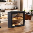 thumbnail image 4 of CHIKANSTORE 2 Tier Corner Bread Box,Black Bread Box Modern Corner, Storage Container and Holder for Kitchen Countertop for Homemade Bread Airtight Loaf, Vintage Storage for Homemade Bread(1PC), 4 of 8