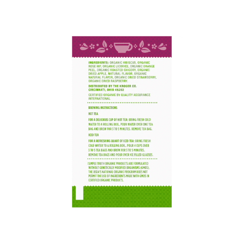 Simple Truth Organic Elderberry Herbal Tea,Tea Bags,Simple Truth Organic Hibiscus Strawberry & Raspberry Herbal Tea,Tea Bags, Simple Truth Organic Ginger Turmeric Herbal Tea,3 Pack