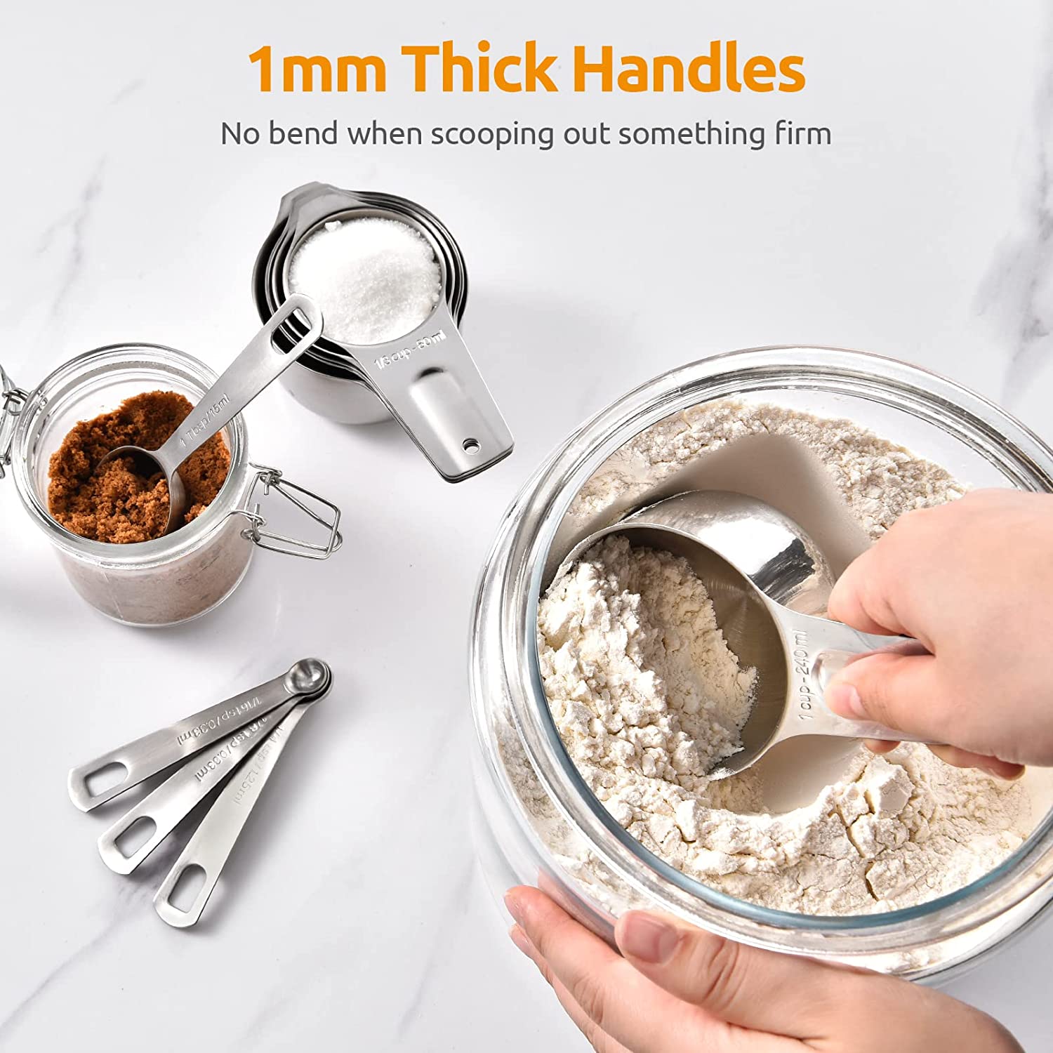 U-Taste 15-Piece Measuring Cups and Spoons Set, Stainless Steel photo 6