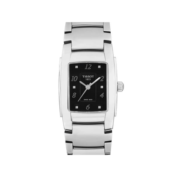 Tissot T-10 25.5mm Steel Black Dial Ladies Quartz Watch T073.310.11.057.00