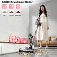 thumbnail image 5 of Cordless Vacuum Cleaner, 600W/55KPA Vacuum Cleaners for Home, 55Mins Stick Vacuum, Anti-Tangle & 1.8L Large Dust Cup, Lightweight Vacuum for Hard Floors Carpet Pet Hair, Purple Pink, 5 of 10