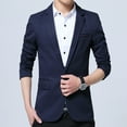 thumbnail image 2 of SWSMCLT Men's Business Sport Coat Fall Blazer Jacket Long Sleeved Blazer Fitted Pocket Button Navy 42, 2 of 5