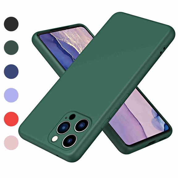 Allytech for Apple iPhone 14 Pro Max Case, Shockproof Slim Soft Silicone Rubber Anti-Scratch Lightweight Wireless Charging Microfiber Lining Lens Protection Cover, Darkgreen