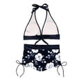 thumbnail image 4 of qucoqpe Two Piece Bikini Sets for Women Fashion Floral Print High-Waisted Bathing Suits Halter Bra Swimwear with Ruched Boyshorts‌, 4 of 6